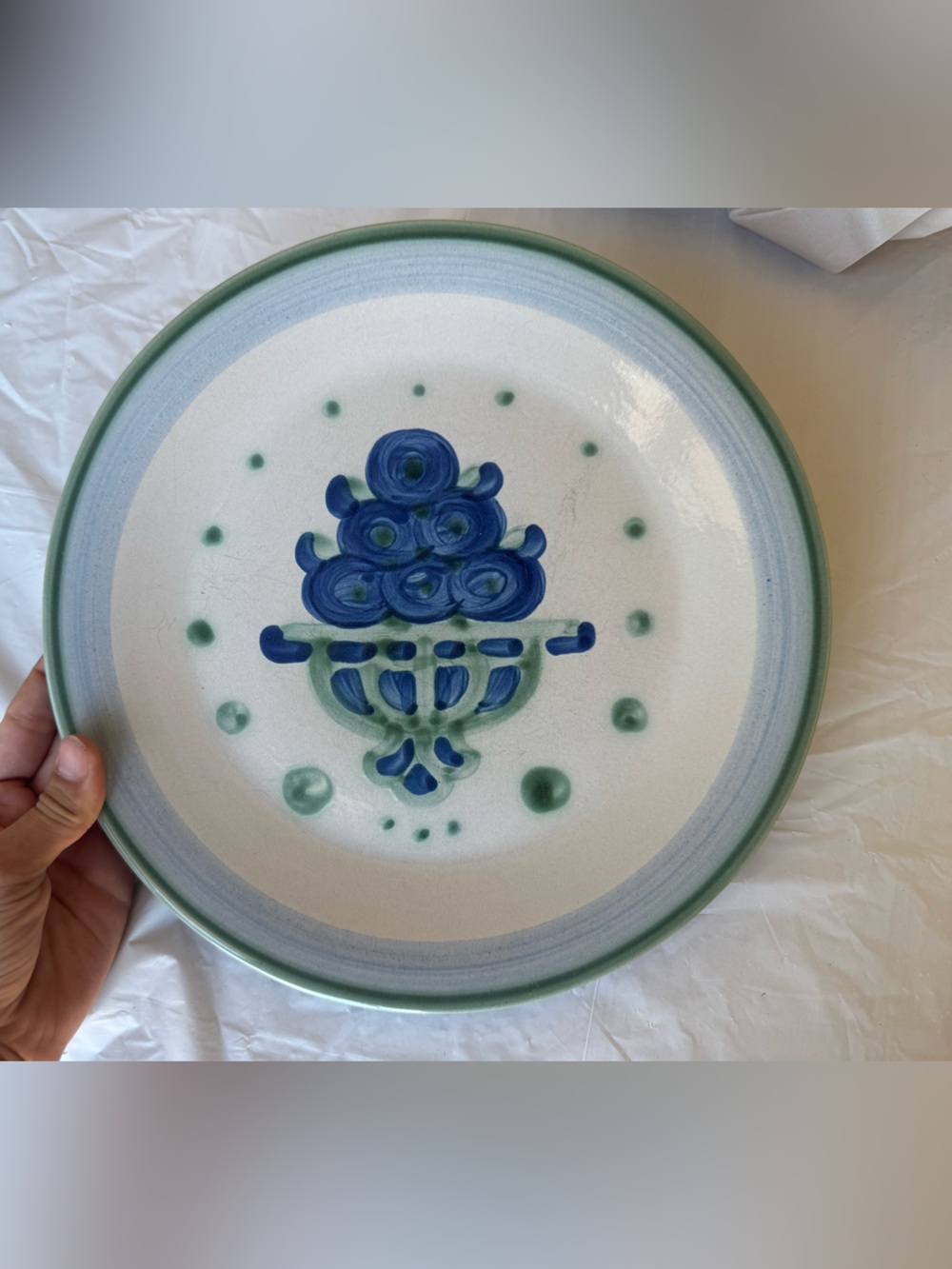 MA Hadley Ceramic Dinner Plate Classic Boutique Cream And Blue